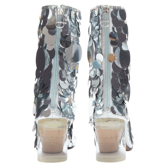 Maison Margiela silver pailette clear lucite heels ankle boots - Picture 5 of 6